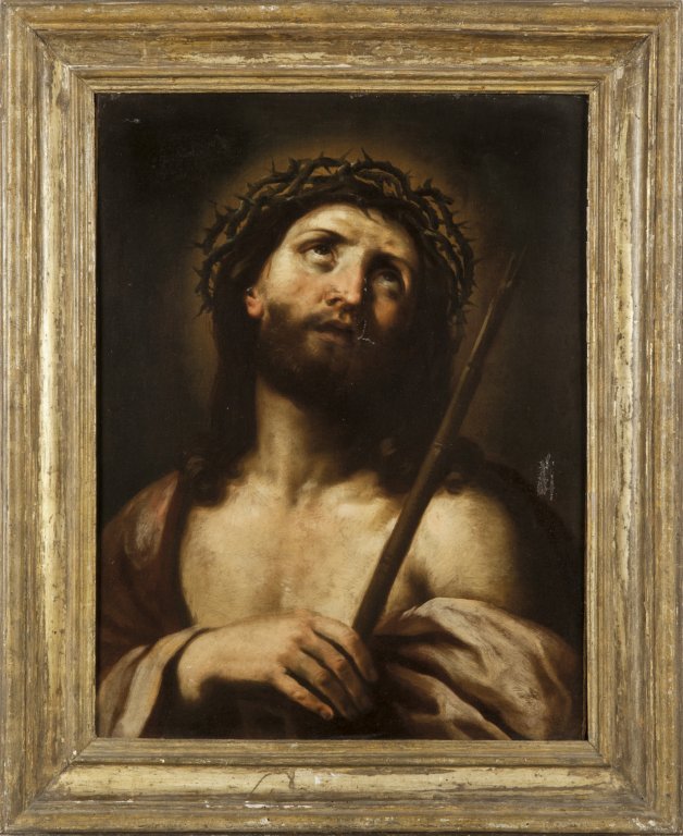 GUIDO RENI (1575-1642): GUIDO RENI (1575-1642) (attribuito) "Cristo incoronato" olio cm.65x49