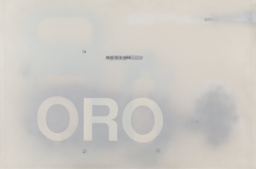 HIDETOSHI NAGASAWA (1940-) Oro: HIDETOSHI NAGASAWA (1940-) Oro 1969 tecnica mista su tela cm 120x80 titolato sul retro autentica dell'artista su foto bibliografia: Nagasawa tra cielo e terra. Catalogo ragionato delle opere dal 1968
