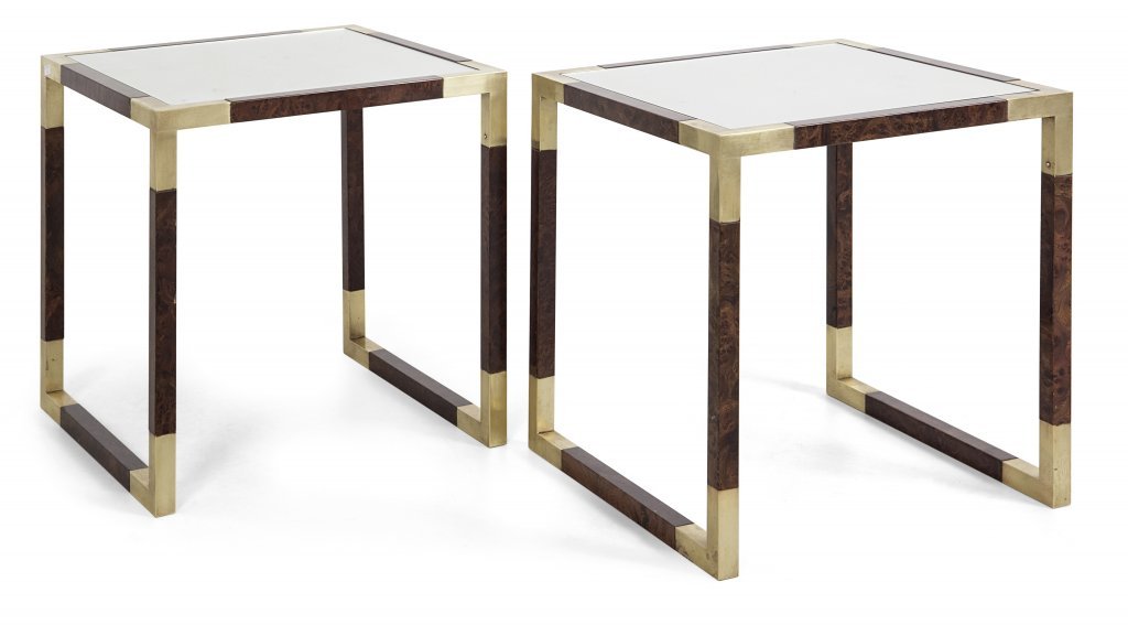 DUE TAVOLINI, anni '70.  Radica di tuia, (1 of 1)