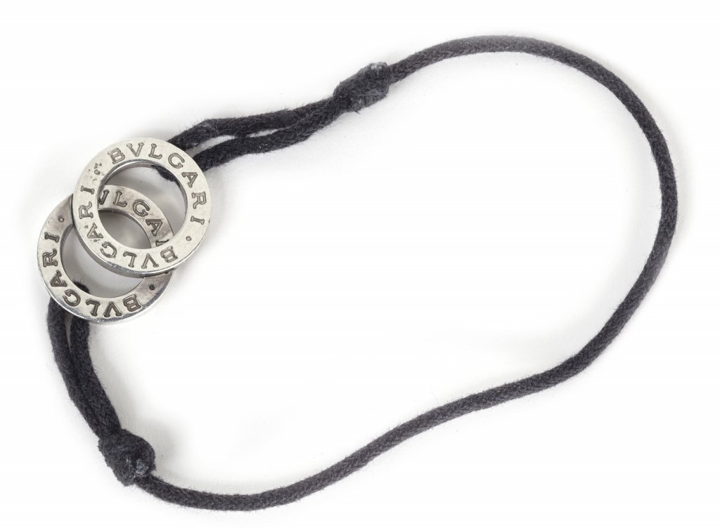 Bracciale in acciaio e cuoio firmato Bulgari (1 of 1)