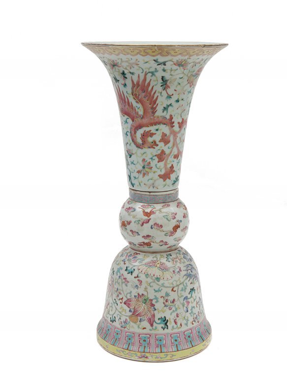 Vaso di forma Gu in porcellana famiglia Rosa, (1 of 1)