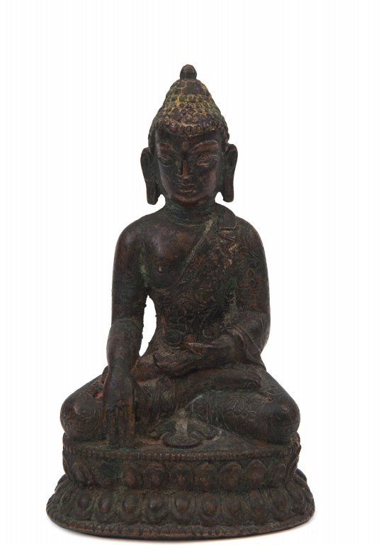 Budda in bronzo seduto su fiore di loto, Tibet (1 of 1)