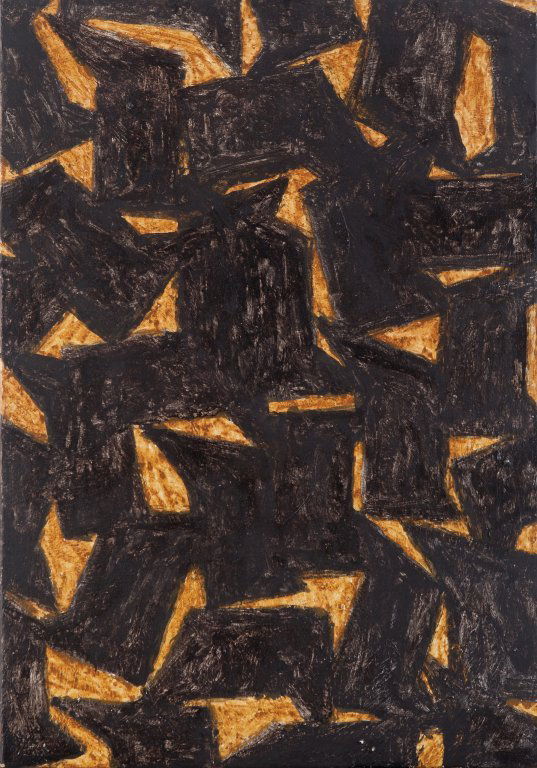 ALBERTO GARUTTI (1948-) Senza titolo: ALBERTO GARUTTI (1948-) Senza titolo 1984 tecnica mista su tela cm 50x35 firmato e datato sul retro sul retro: timbro di Massimo Minini, Brescia etichetta della Galleria La Bertesca, Genova esposizion