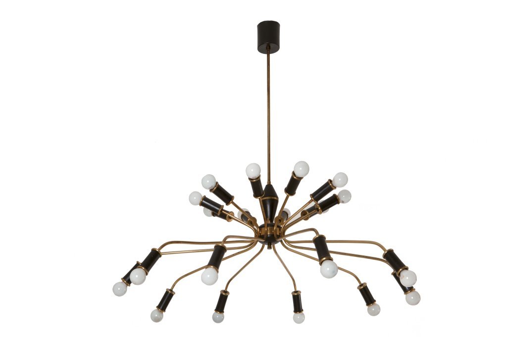 UN LAMPADARIO, anni '50.  Ottone, alluminio (1 of 1)