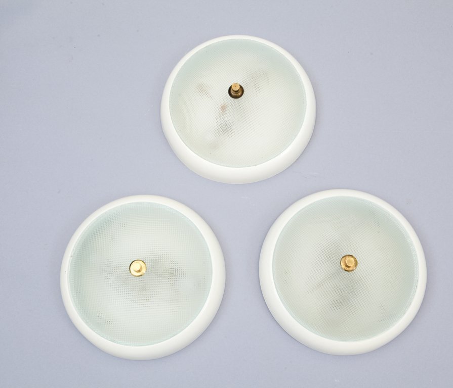 TRE LAMPADE A PLAFONE, anni '50.  Alluminio (1 of 1)