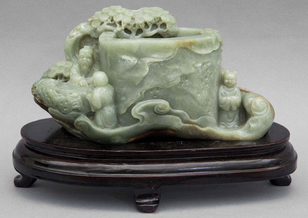 Lavapennelli in giada celadon sec.XIX cm. 27x (1 of 1)