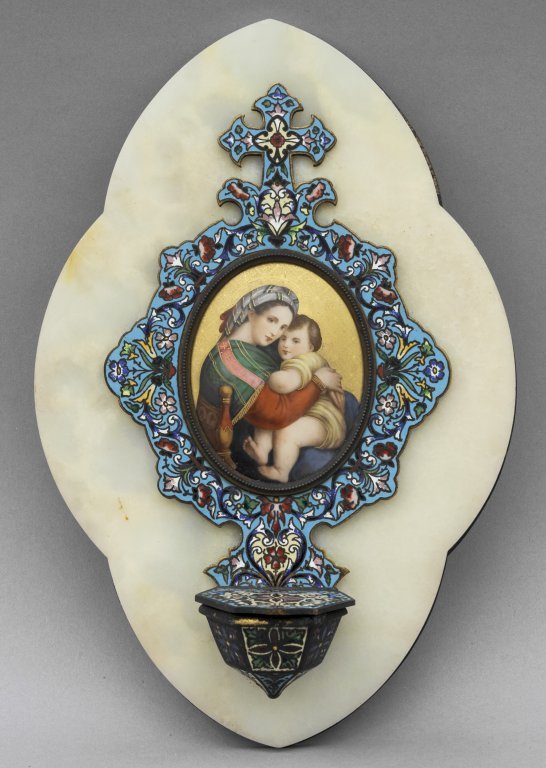 Acquasantiera cloisonnÃ¨ all'interno Madonna con (1 of 1)