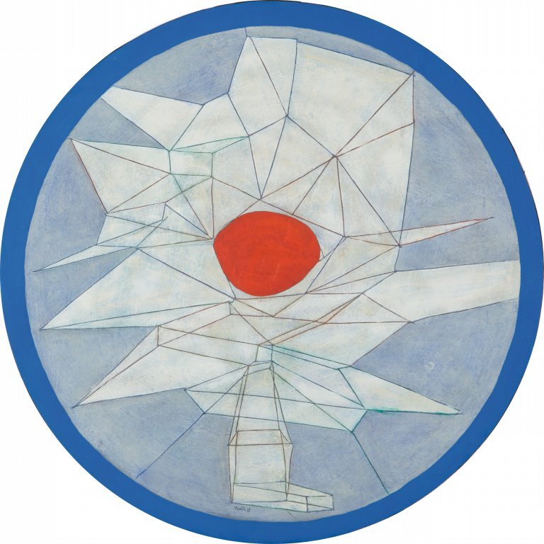 ACHILLE PERILLI (1927-) Omaggio a Eliogabalo: ACHILLE PERILLI (1927-) Omaggio a Eliogabalo 1969 tecnica mista su tela diametro cm 100 firmato e datato in basso al centro firmato, datato e titolato sul retro sul retro: etichetta di Grafica Romero,