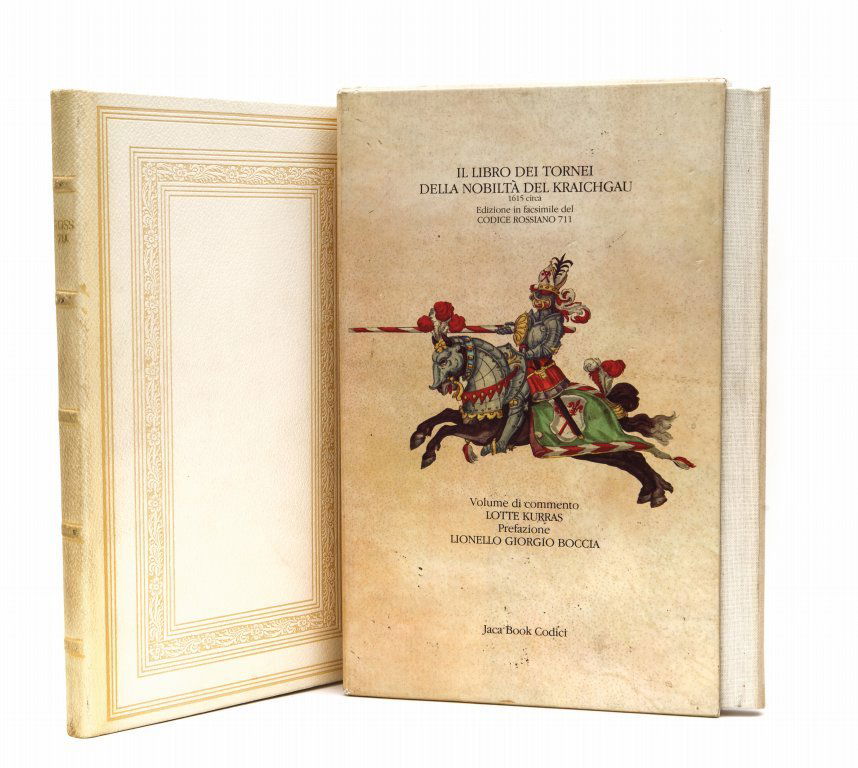 Il libro dei tornei della nobiltÃ del: Il libro dei tornei della nobiltÃ del Kraichgau (Codice Vaticano Rossiano 711). Edizione facsimilare. Milano, Jaca Book codici, 1983 D.: 2 voll., 90 100 pp. (mm. 310*105). Fedele riproduzione di qu