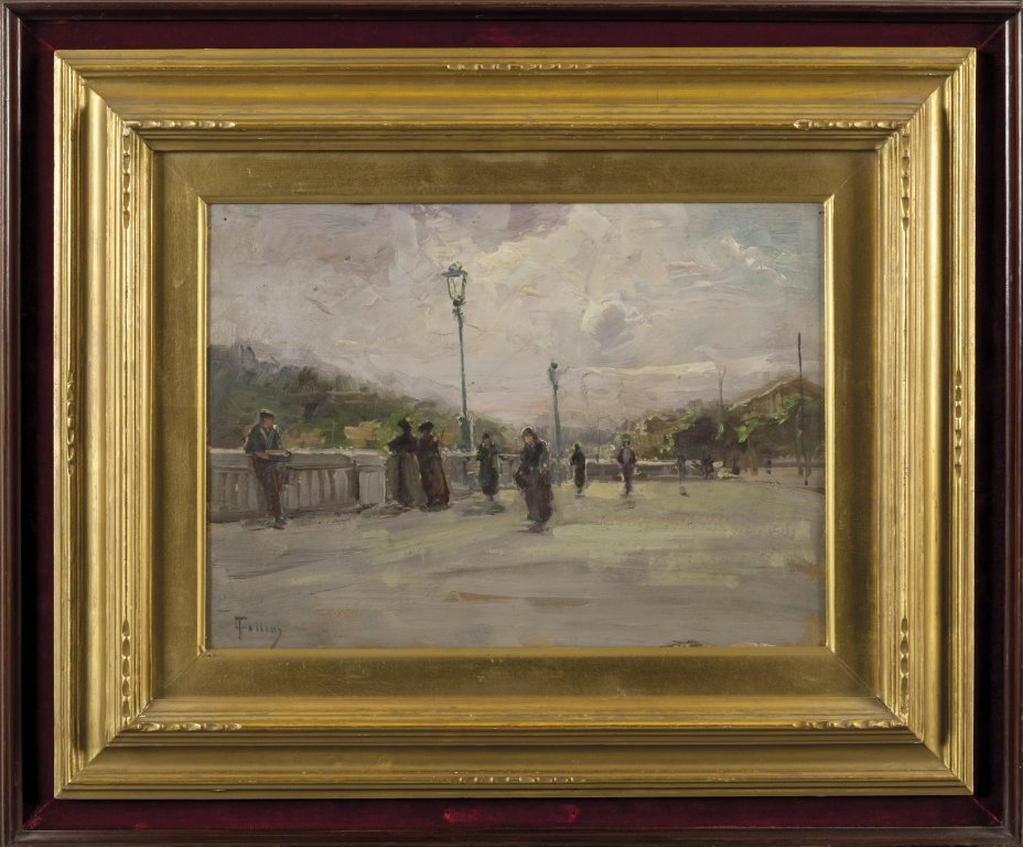 CARLO FOLLINI (1848-1938)  A passeggio lungo (1 of 1)