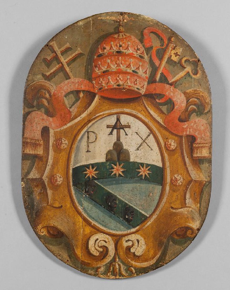 "Stemma Papale" olio su tavola sec.XVIII cm. (1 of 1)
