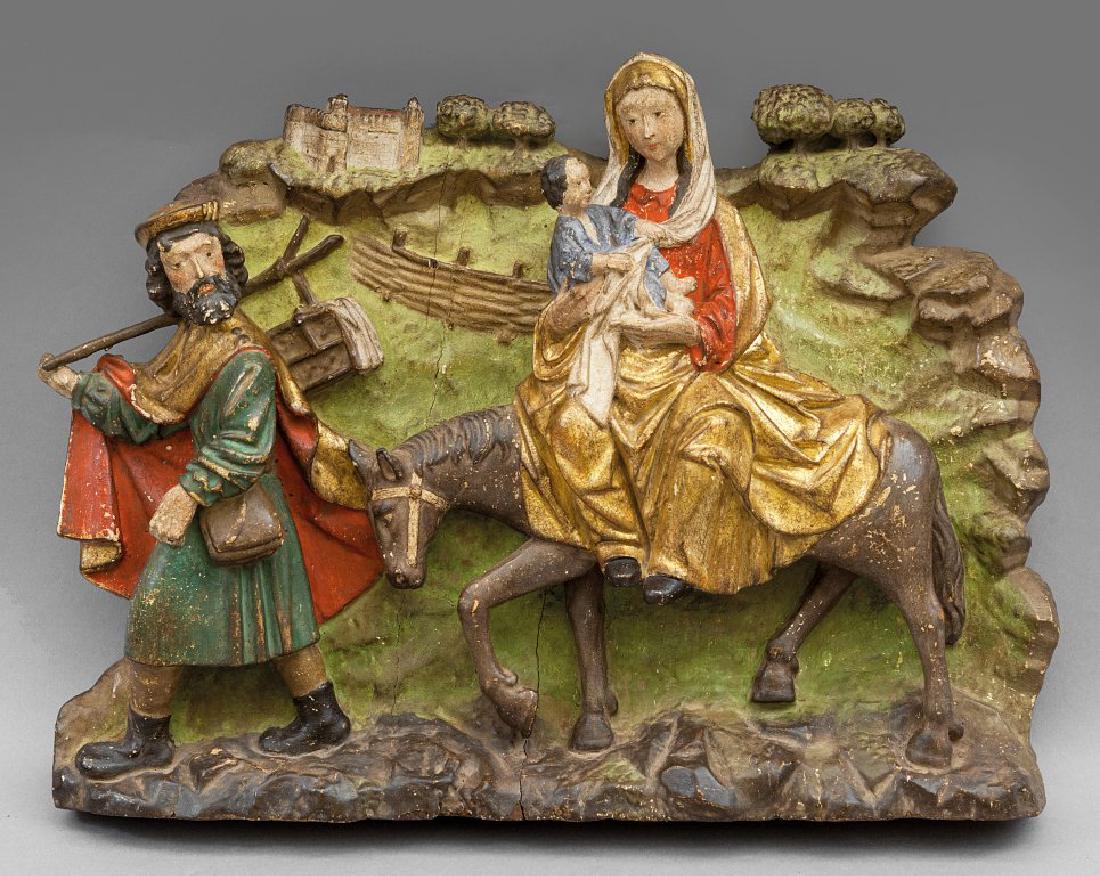 "Fuga in Egitto" altorilievo in legno intagliato, (1 of 1)