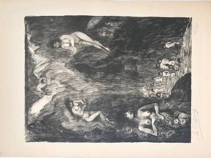 Edouard Goerg Lithograph: Naked Witches Ed. 181/200 22-1/4" x 15"