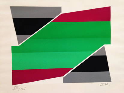 Larry Zox Lithograph: Abstract - 25" x 21 1/2"