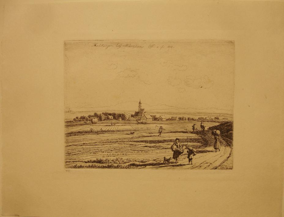 Wilhelm Von Kobell Etching: Thalkirchen bey München 1818 - 8 1/4 x 11"