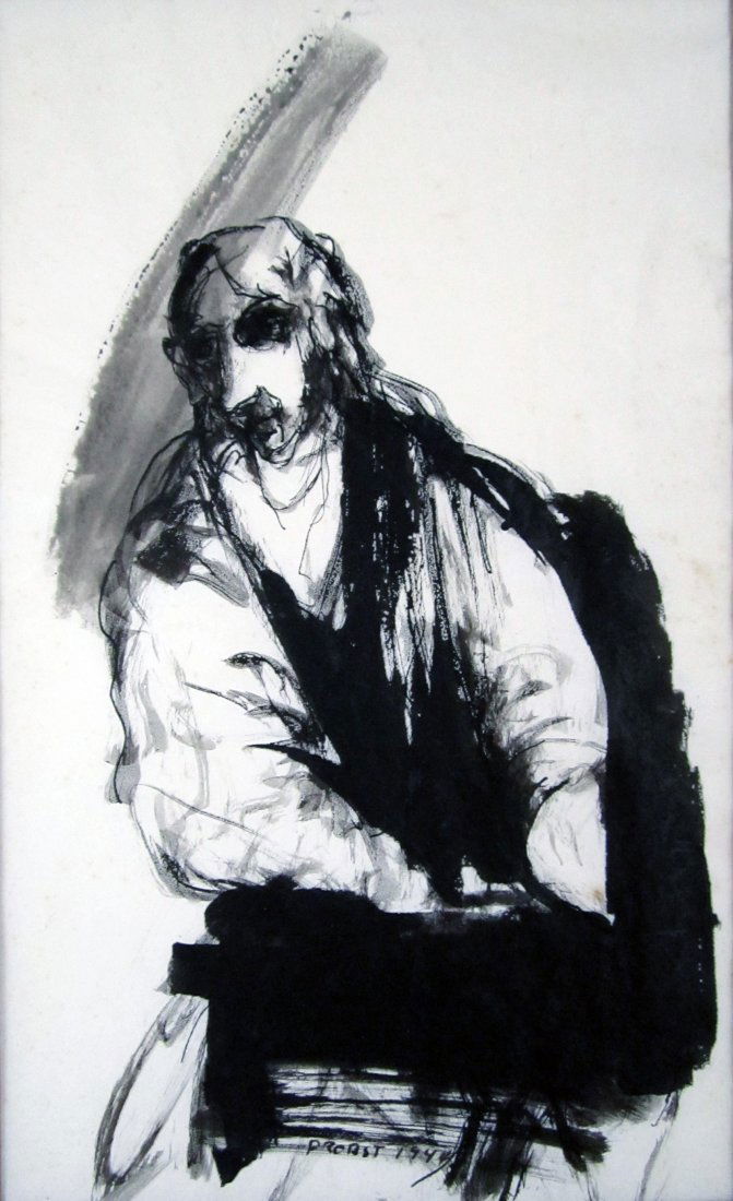 Joachim Probst Sketch: Man seated - 12"x9"