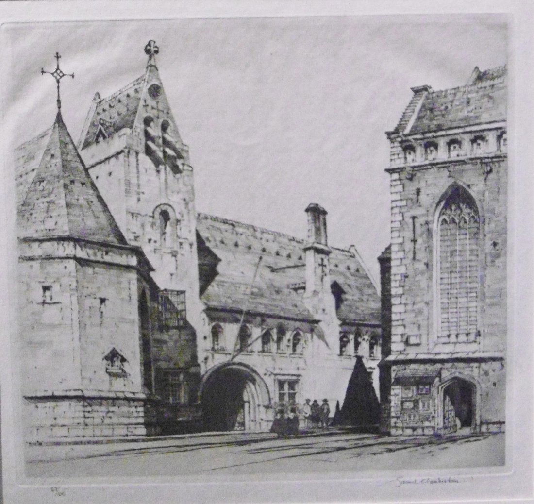 Samuel Chamberlain Etching: "Hospital St. Jean, Bruges" (Ed.67/100) - 8.5”x9.4”