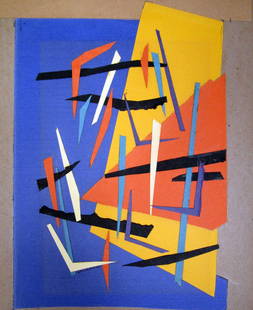 Roger Selchow Mixed Media: Abstract collage in colors - 13 1/2" x 9 1/2"