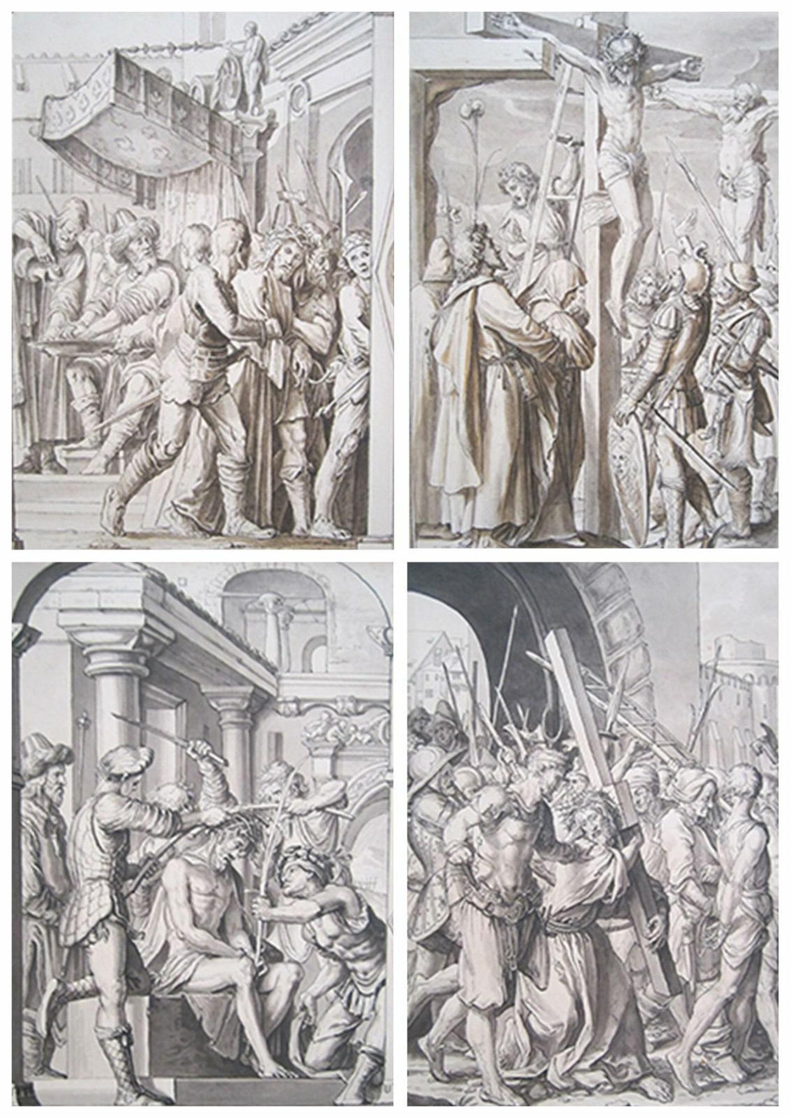Set of 4 Christ's Passion Inkwash after Hans Holbein (1 of 5)