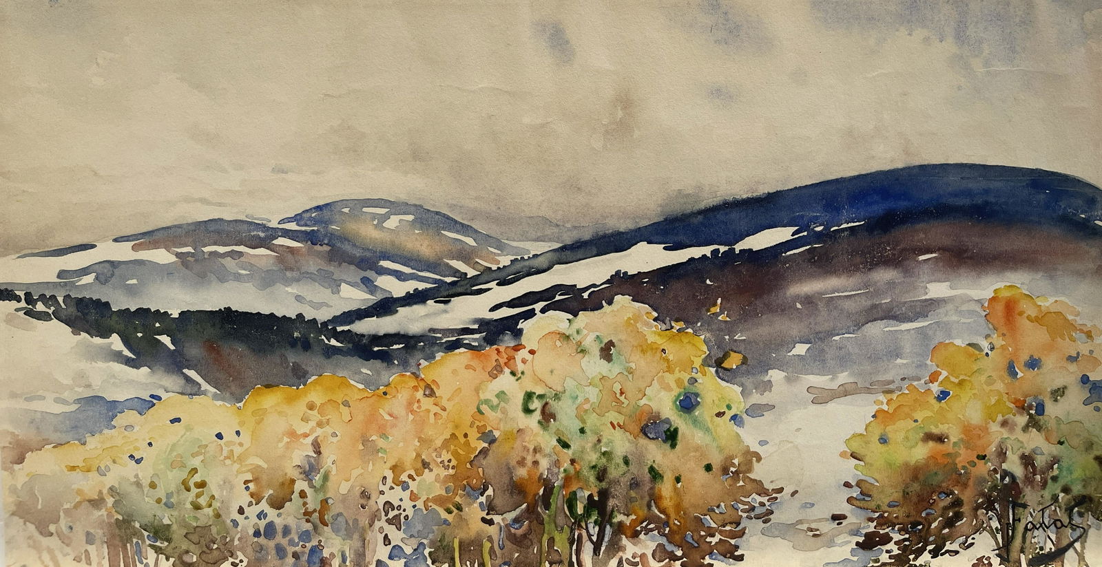 Julian Falat Watercolor: Landscape - 8-1/2" x 15-1/2"