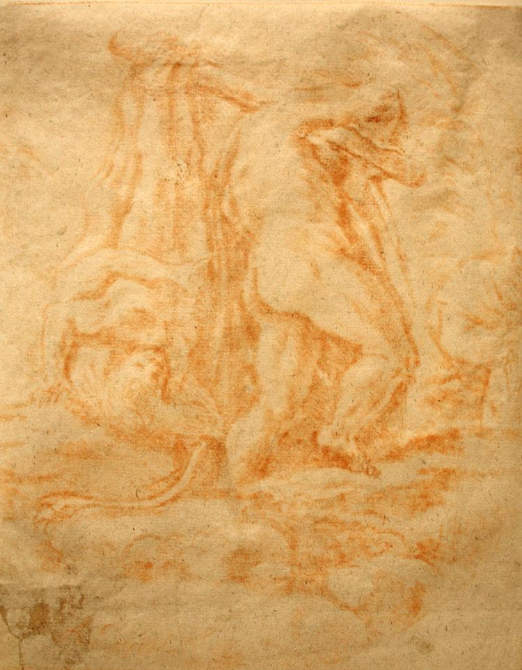 Antoine Coypel Drawing (Attr): The Flaying of Marsyas - 9 x 7"