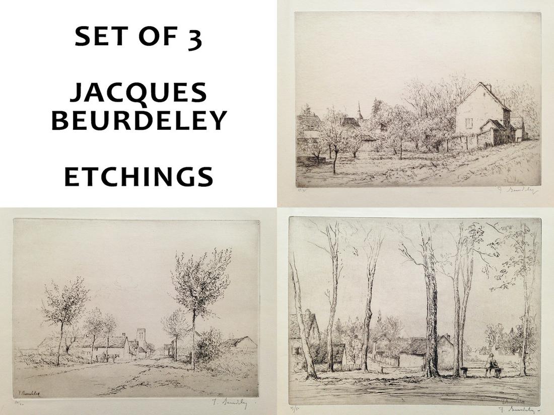 Set of 3 Jacques Beurdeley Etchings (1 of 8)