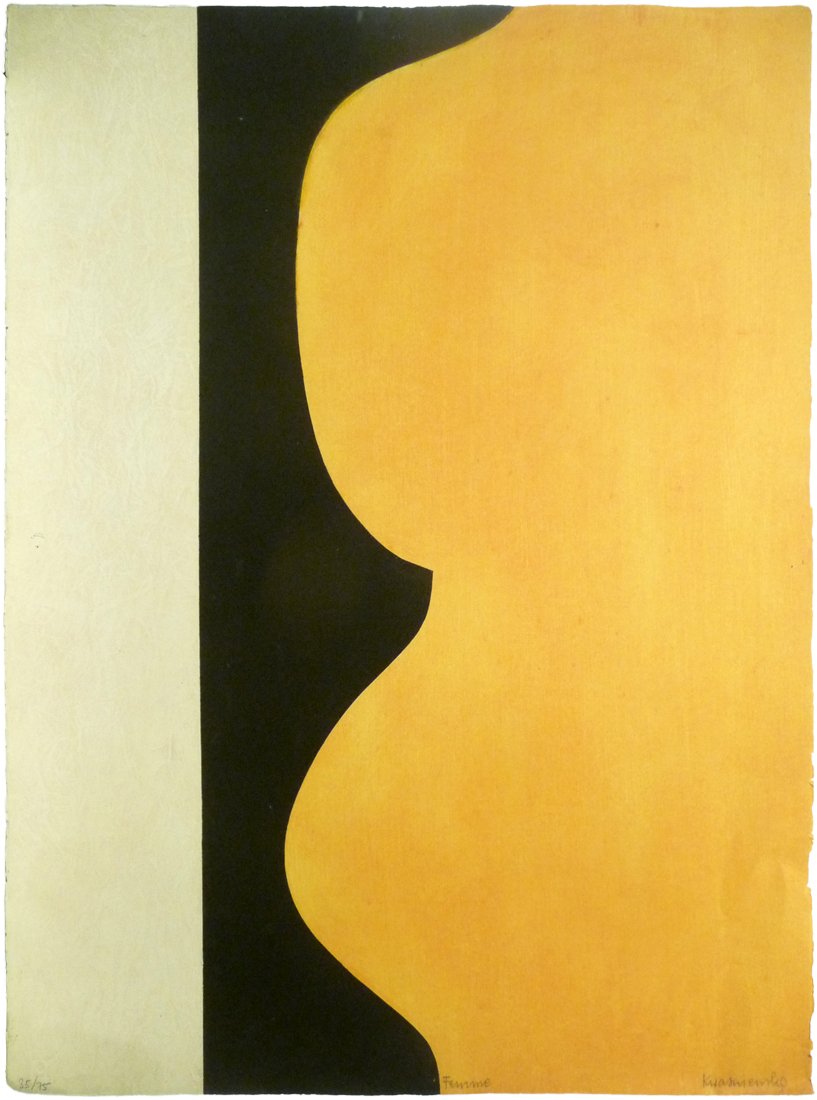 Barbara Kwasniewska (1931-) - Lithograph: Artist: Barbara Kwasniewska (1931-), Polish Title: Femme Medium: Lithograph Size: 29.5" x 22" Signature: Signed "Kwasniewska" L/R, Titled "Femme" L/C and Numbere