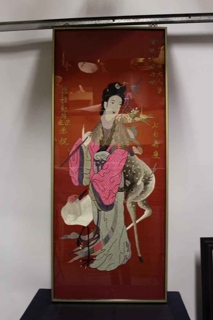 Very Large Antique Chinese Silk Framed Embroidery (1 of 4)