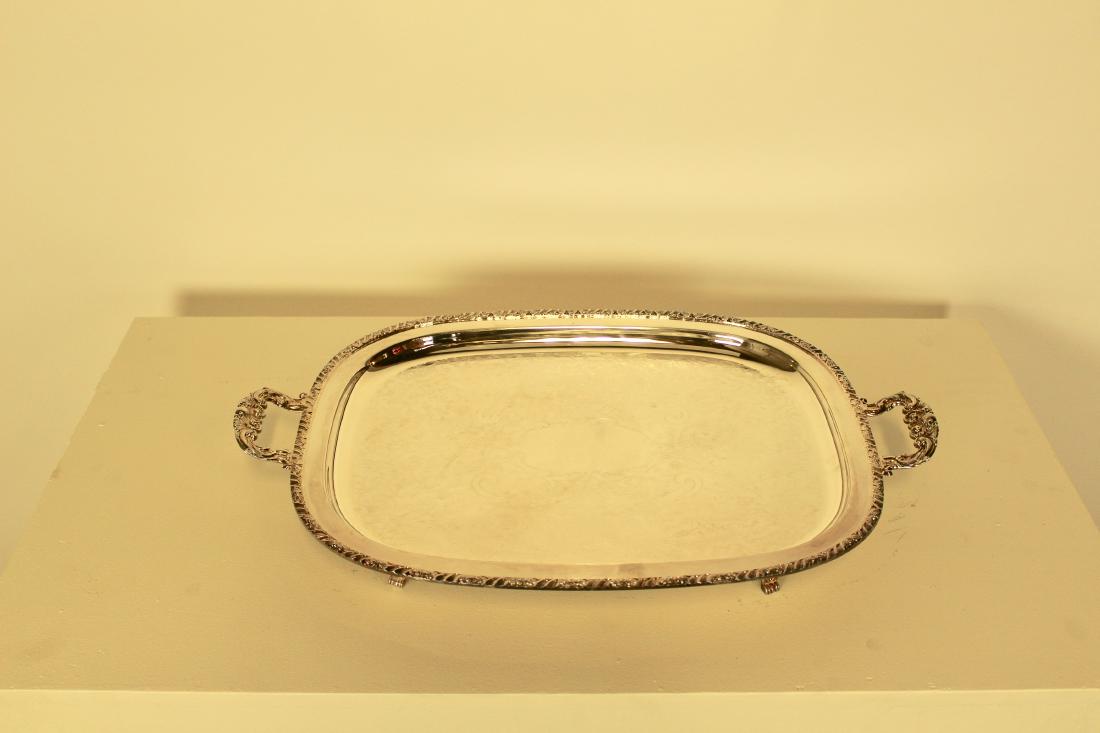 Large Silver Plate Rectangular Tray (1 of 3)