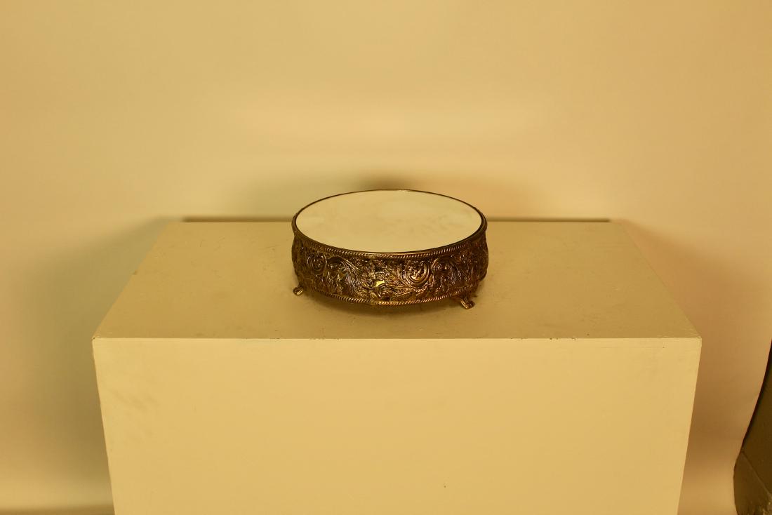 Silver Plate Mirror Top Table Platform (1 of 3)