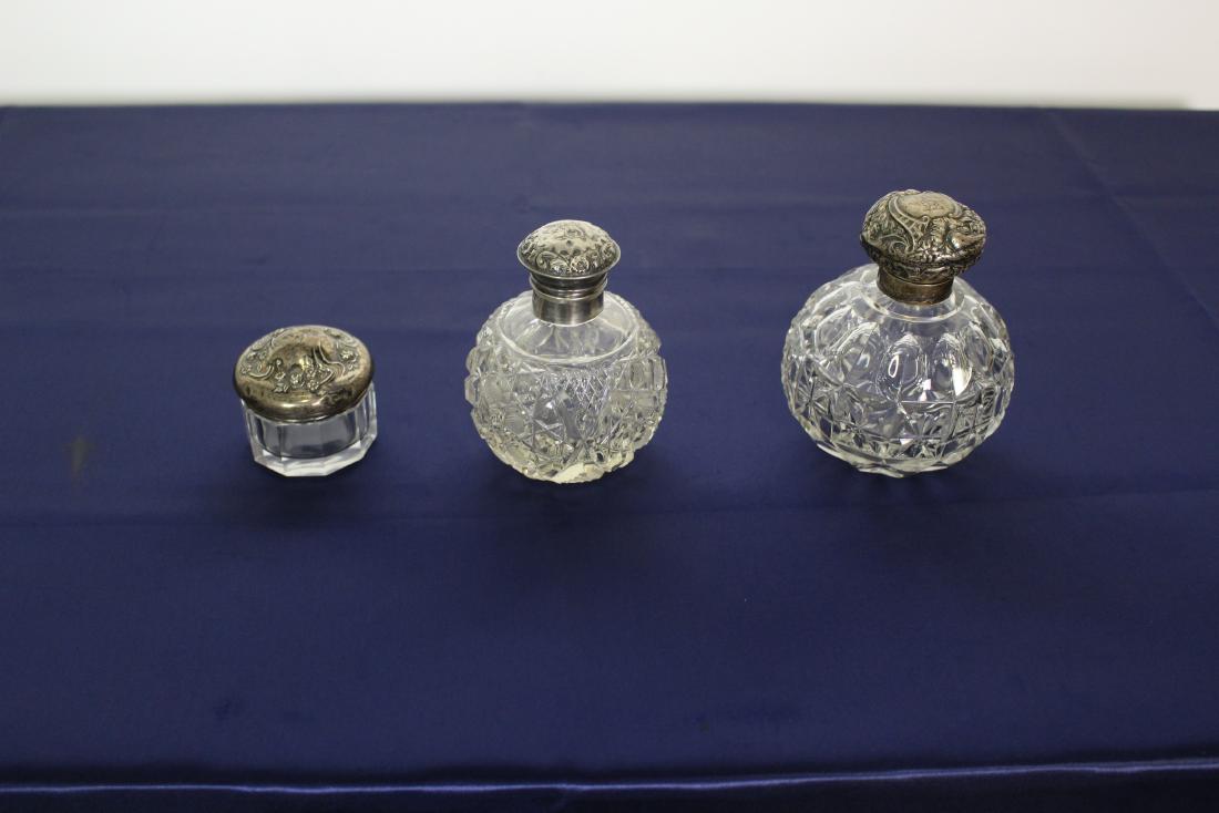 Set of 3 Sterling Silver and Crystal Bottles (1 of 9)