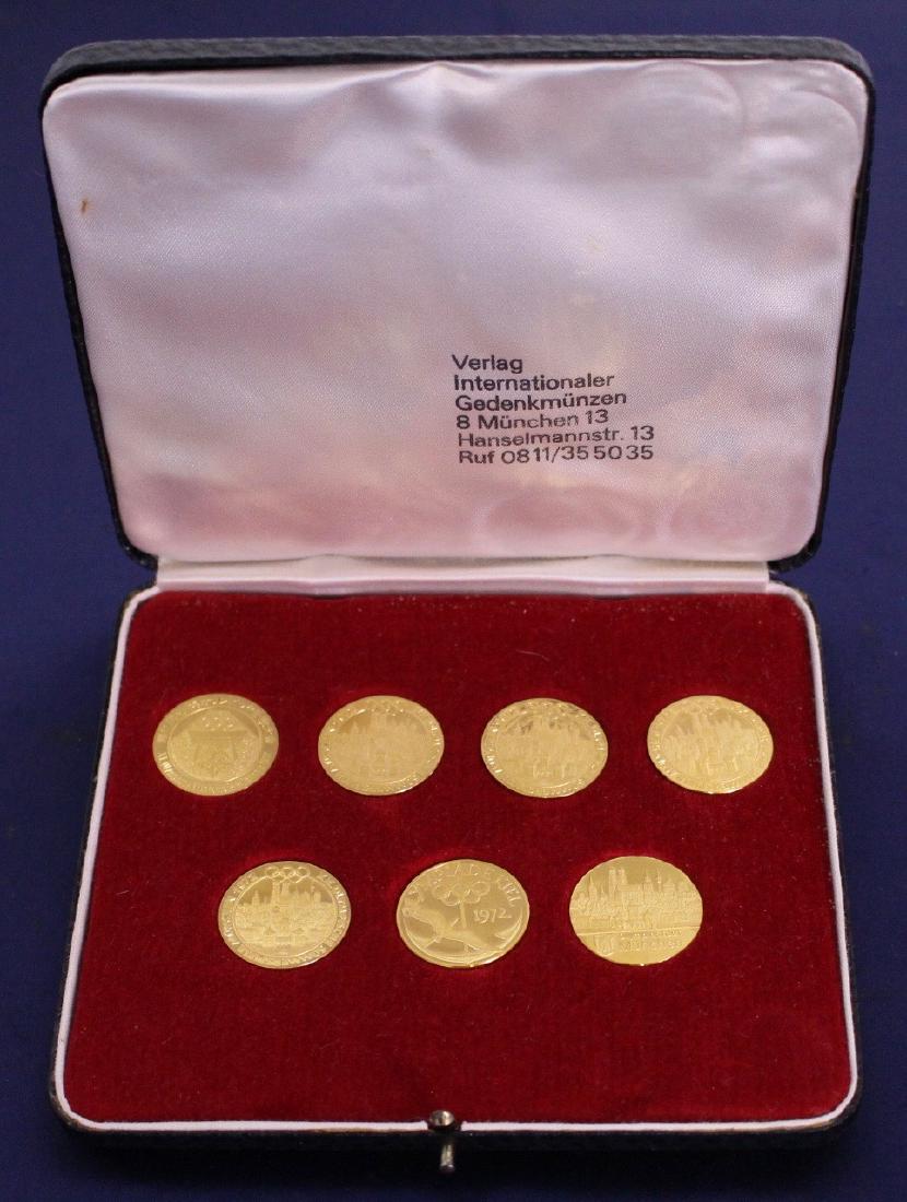1972 Munchen Olympics Commemorative 7 22k Gold Coin Set (1 of 9)