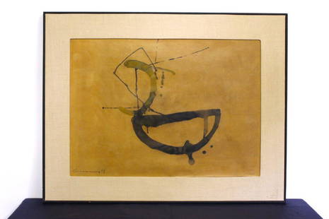 Abstract Painting of Cup: Abstract Painting of Cup. Signed and dated '64. Measures 30"W x 23"H.