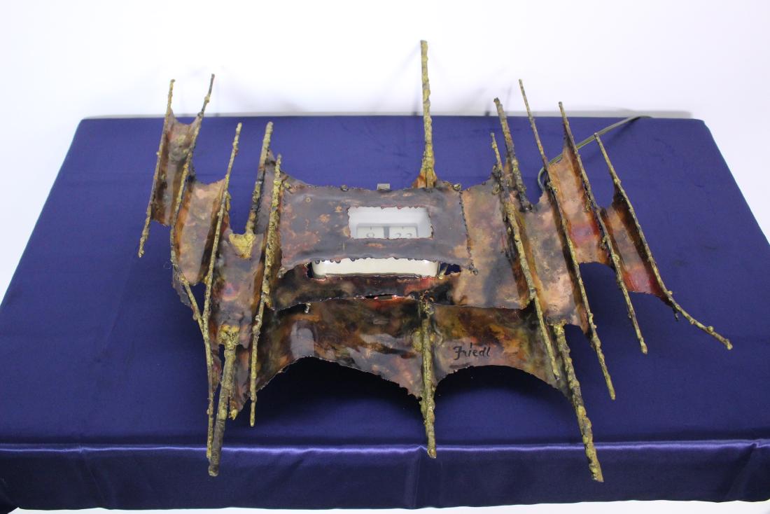 Brutalist Metal Frame Clock Signed Friedl (1 of 5)