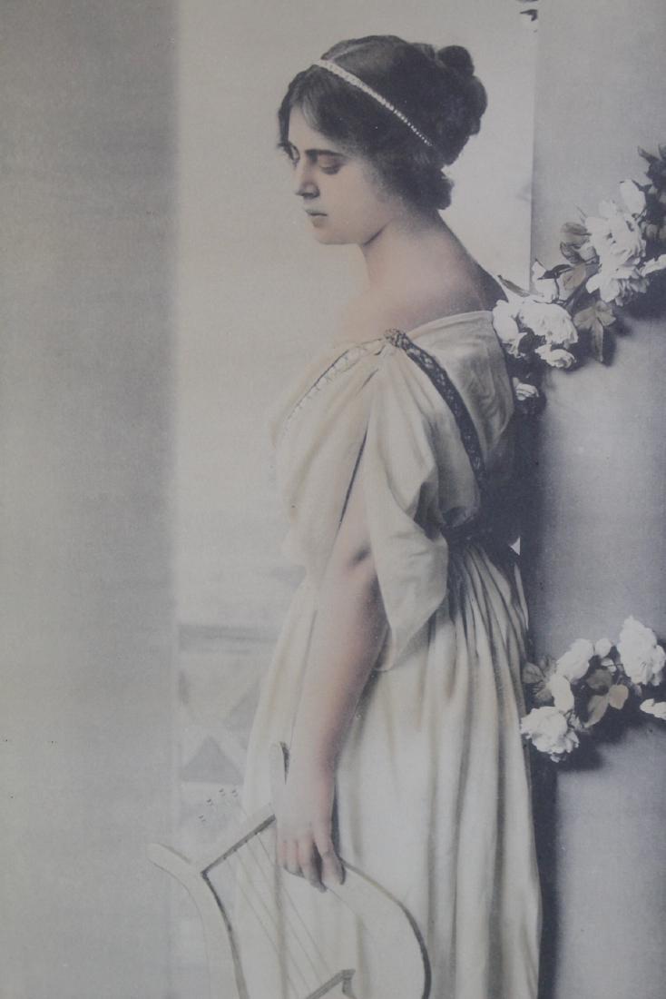 Original Victorian lithograph of girl with harp and red (1 of 6)