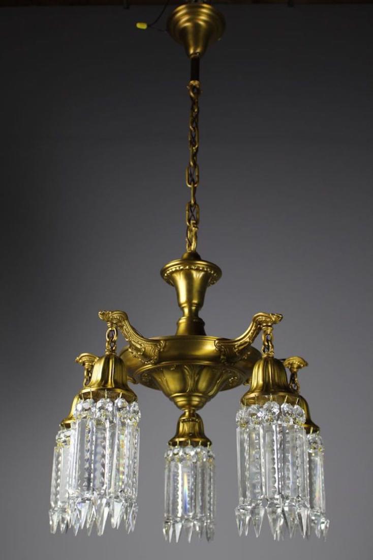 Gilt Crystal Chandelier (5-Light) (1 of 6)