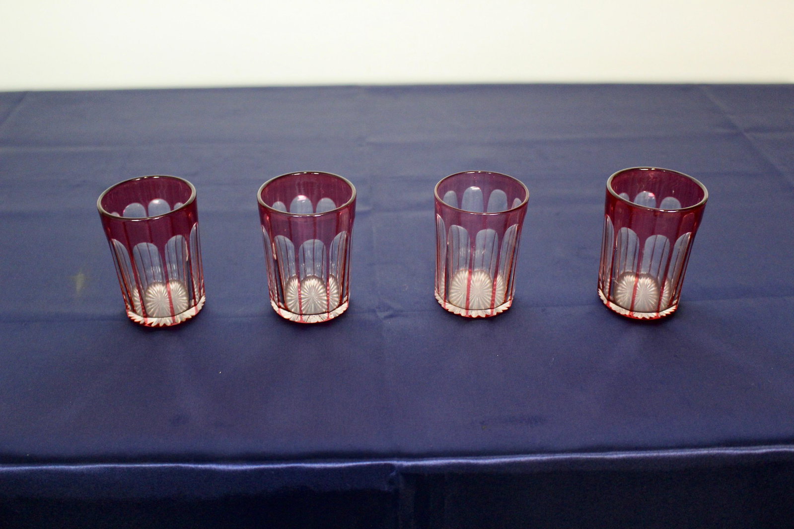 4 Cut Back Bohemian Shot Glasses: 4 Cut Back Bohemian Shot Glasses, 3"H x 2"D