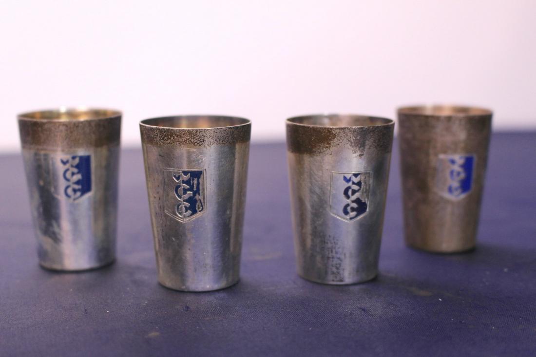 4 L Jarosinski Sterling Silver Shot Glasses: 4 L Jarosinski Sterling Silver Shot Glasses. Each Measures 1.75" x 1.25".