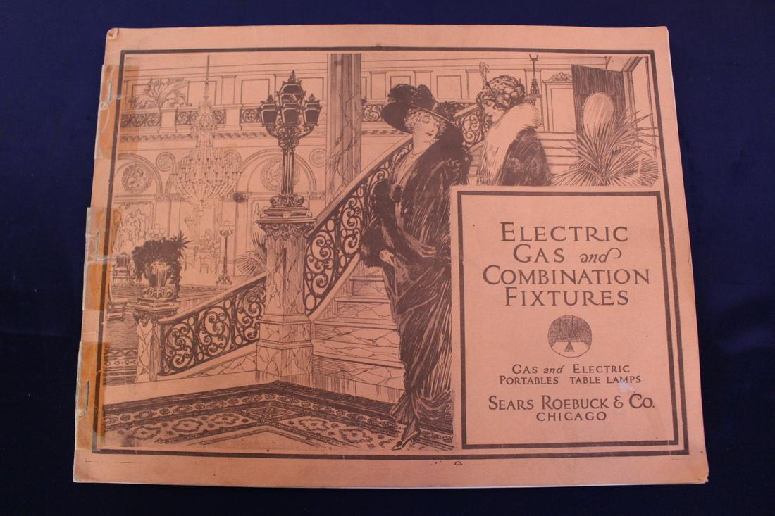 Sears Roebuck and Co Gas and Electric Fixtures: Circa 1920 Sears Roebuck and Co Gas and Electric Fixtures Catalogue. Measures 8.5"H x 11"L. 72 pages long.