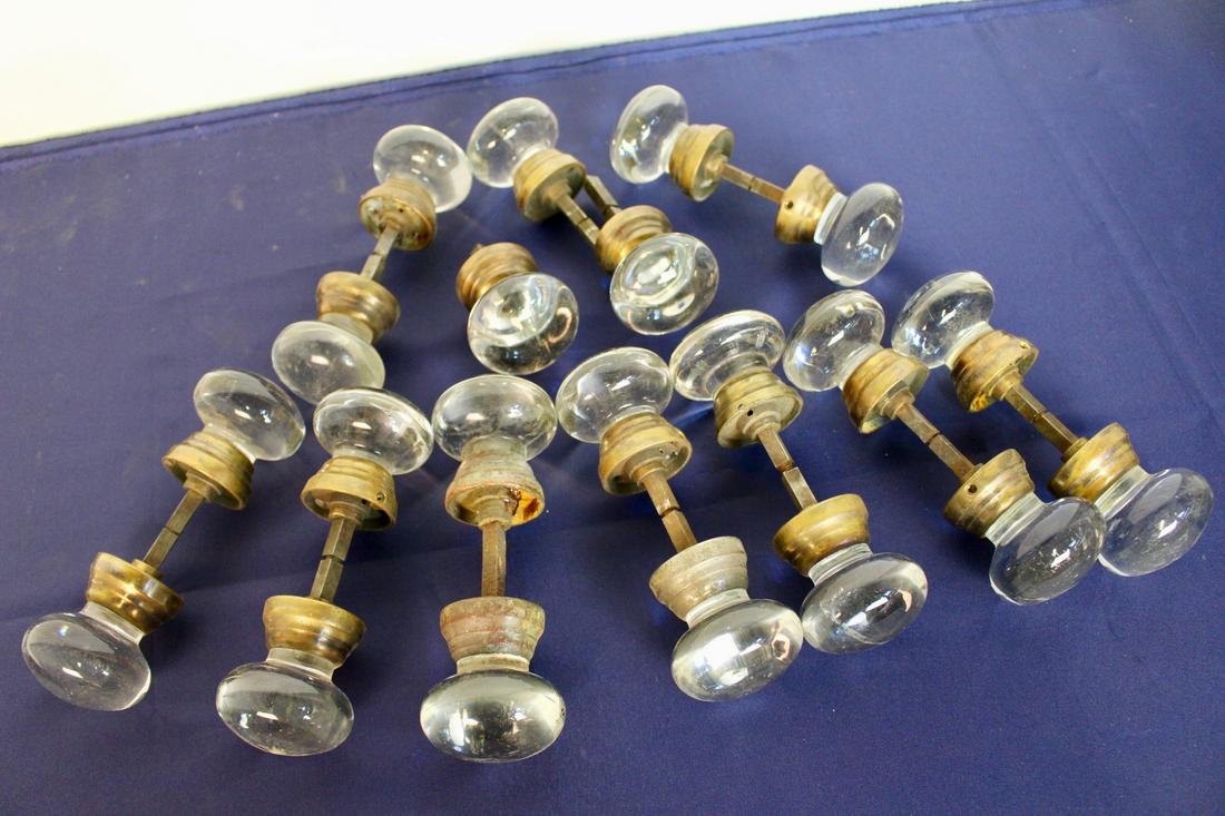 11 Pair Crystal Spherical Door Lock: Crystal spherical bronze and glass door lock, 11 pairs, 6"L x 2.25"D each