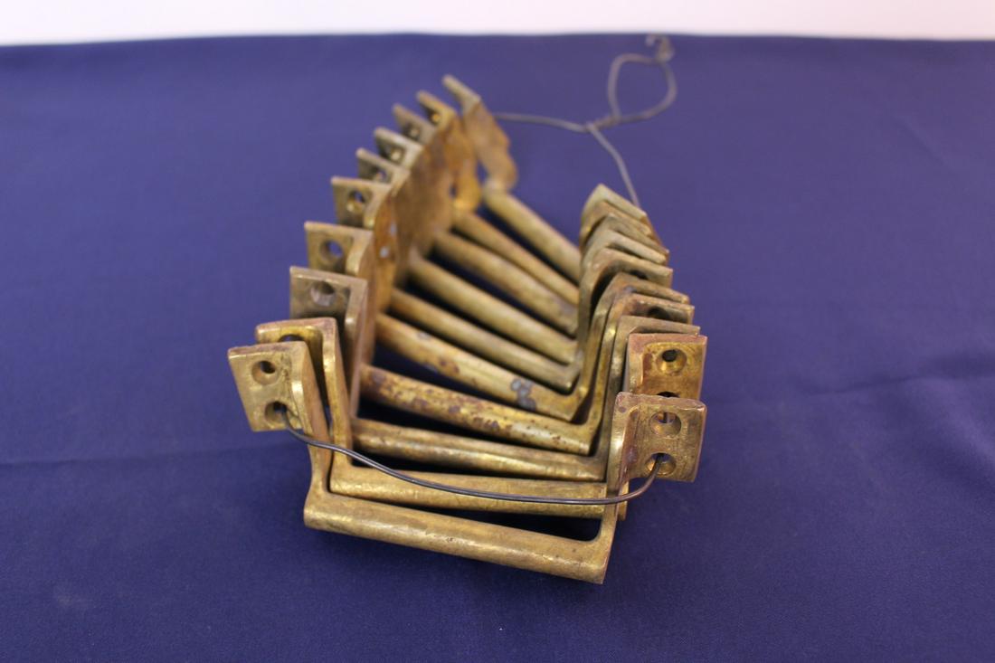Set of 10 Antique Brass Drawer Bin Pulls (1 of 6)