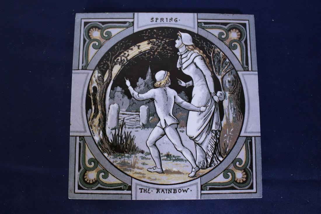 Antique Mintons China Works Victorian Tile of "The (1 of 8)