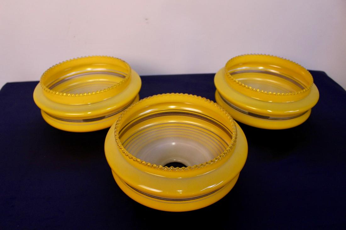 Set of 3 Art Deco Original Gravity Glass Shades (1 of 11)