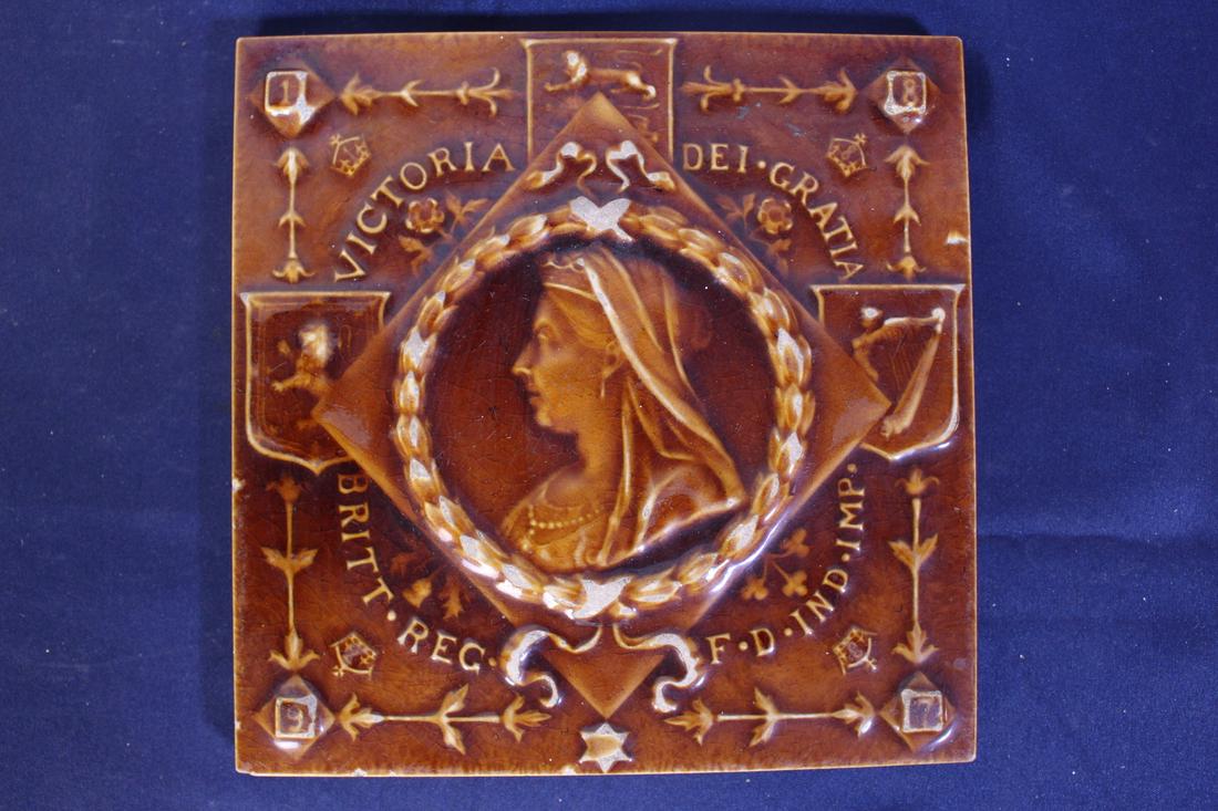 Ceramic Tile of Queen Victoria Del Gratia 1838: Ceramic Tile of Queen Victoria Del Gratia 1838, manufactured and trademarked by Codwin's tile, measures 6.25" x 6.25" x 0.5"