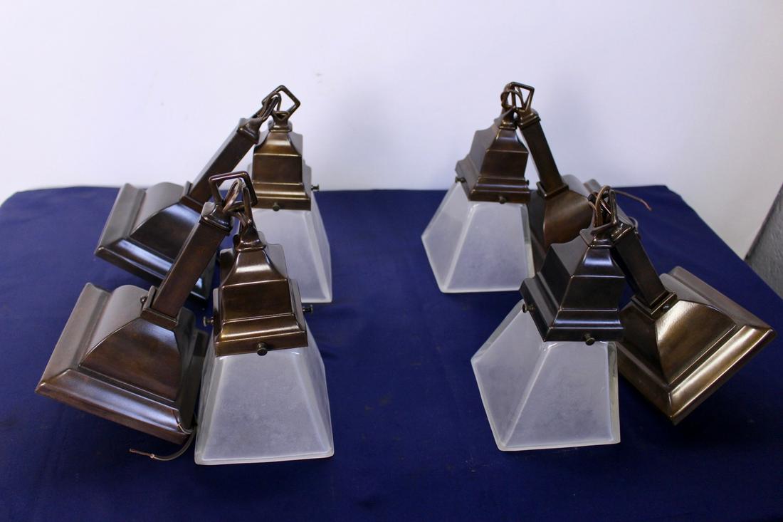 Set of 4 Arts and Crafts Mission Link Arm Wall Sconces (1 of 6)