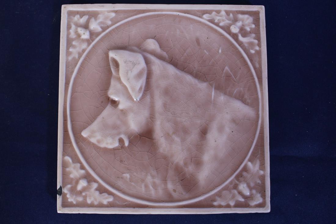 Antique Ceramic Tile with Dog Motif (1 of 6)