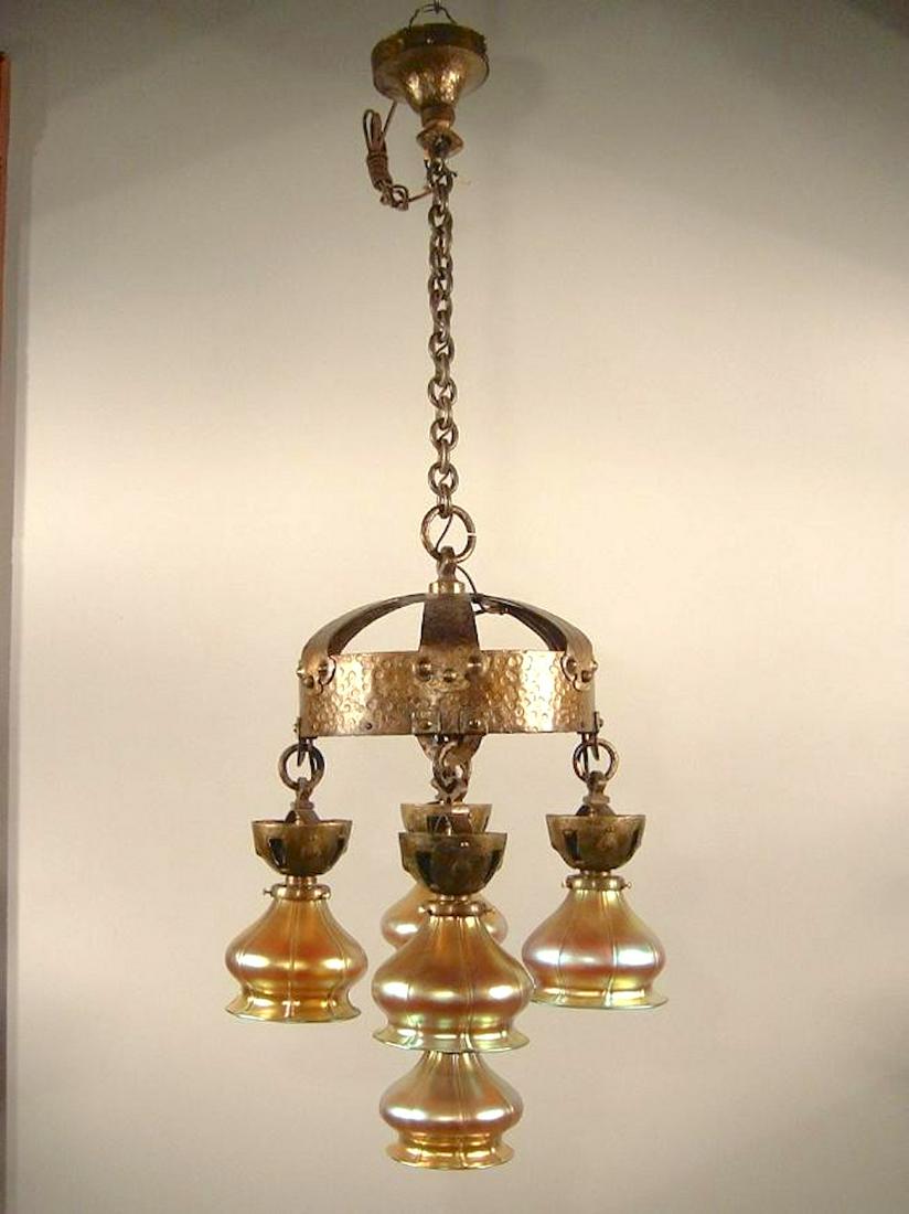 Arts and Crafts Hammered Iron Ring Light Fixture (1 of 5)