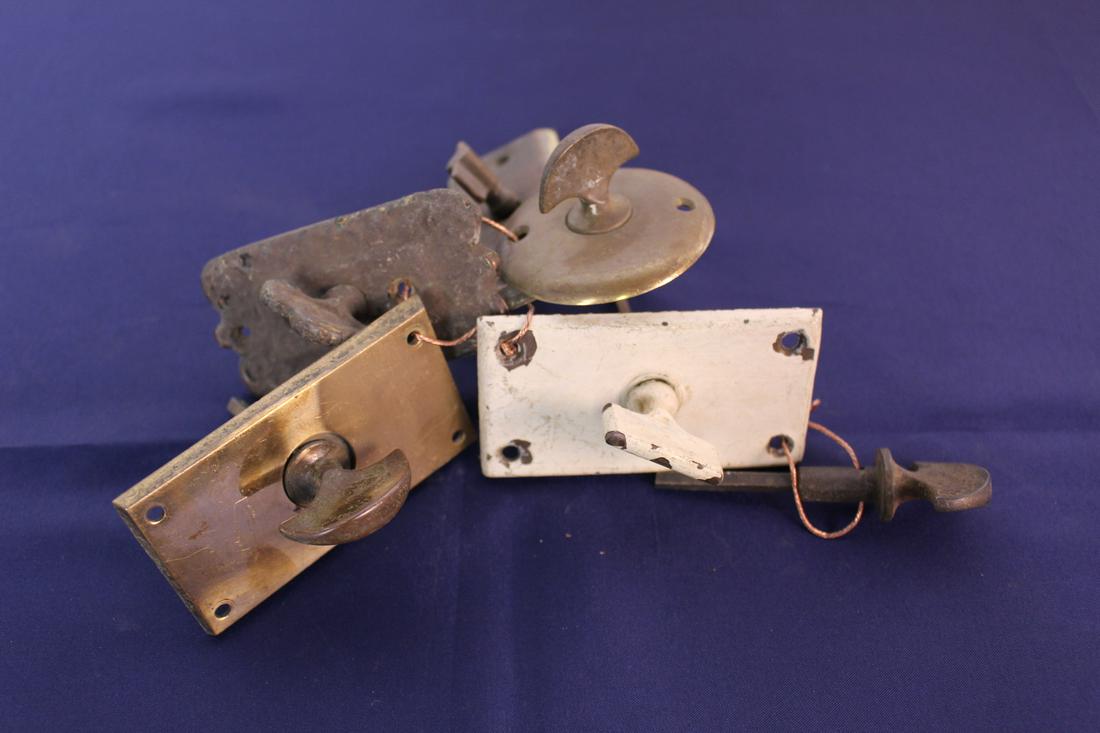 Set of 6 Antique Door Ringers: Set of 6 antique door ringers with a variety of designs, smallest measures 1.25"D, largest measures 3.5"W