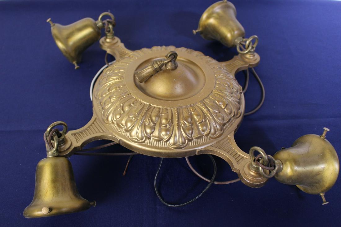 4 Light Circular Gold Painted Pan Light Fixture (1 of 8)