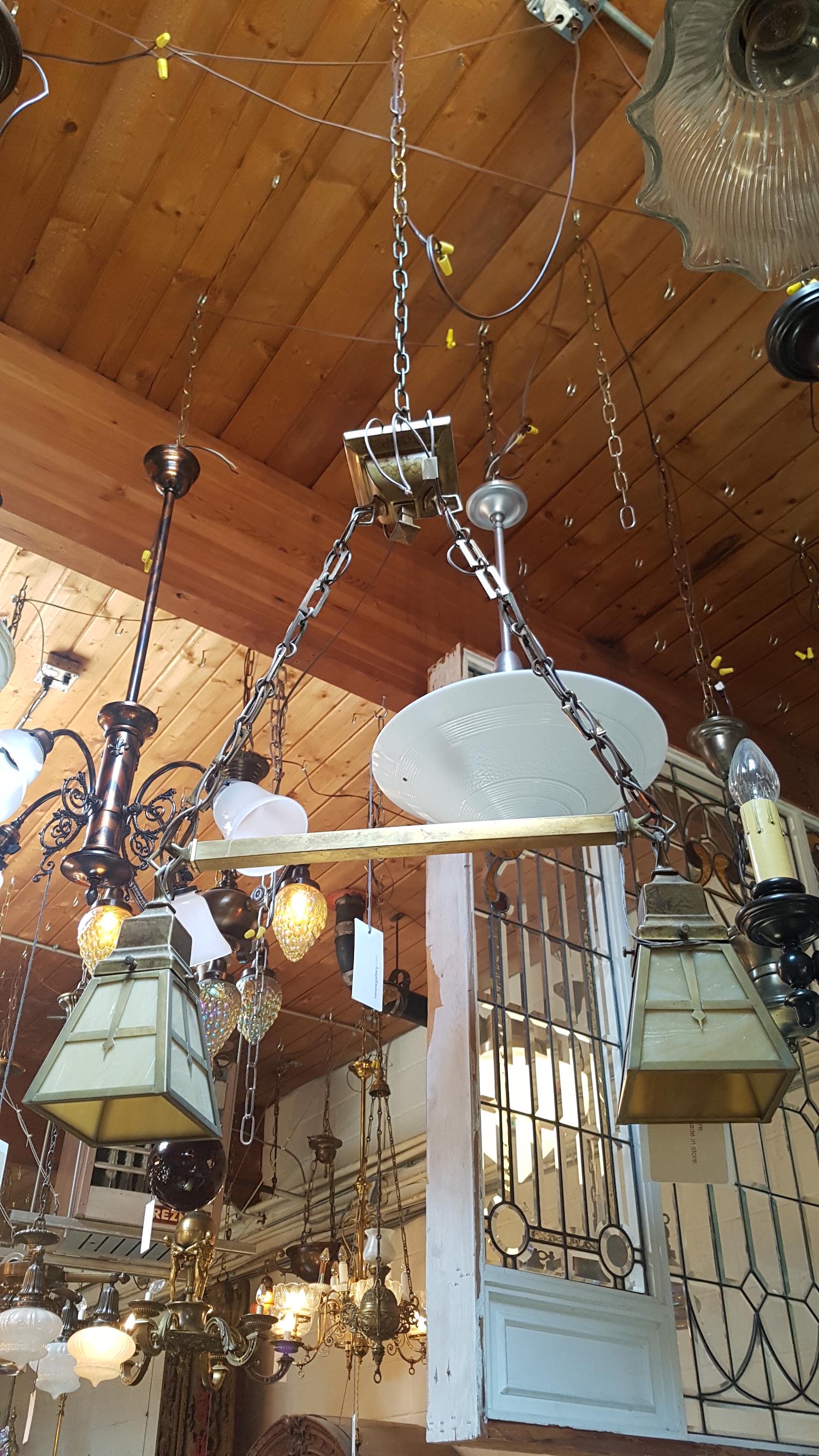 2 Light Arts and Crafts Fixture with Original Shades (1 of 3)